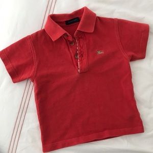 Classic Burberry Polo Red Collared Shirt